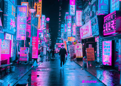 Seoul in Neon - Metal Poster 
